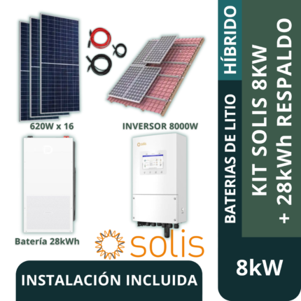 Kit Solis Híbrido 8kw con batería